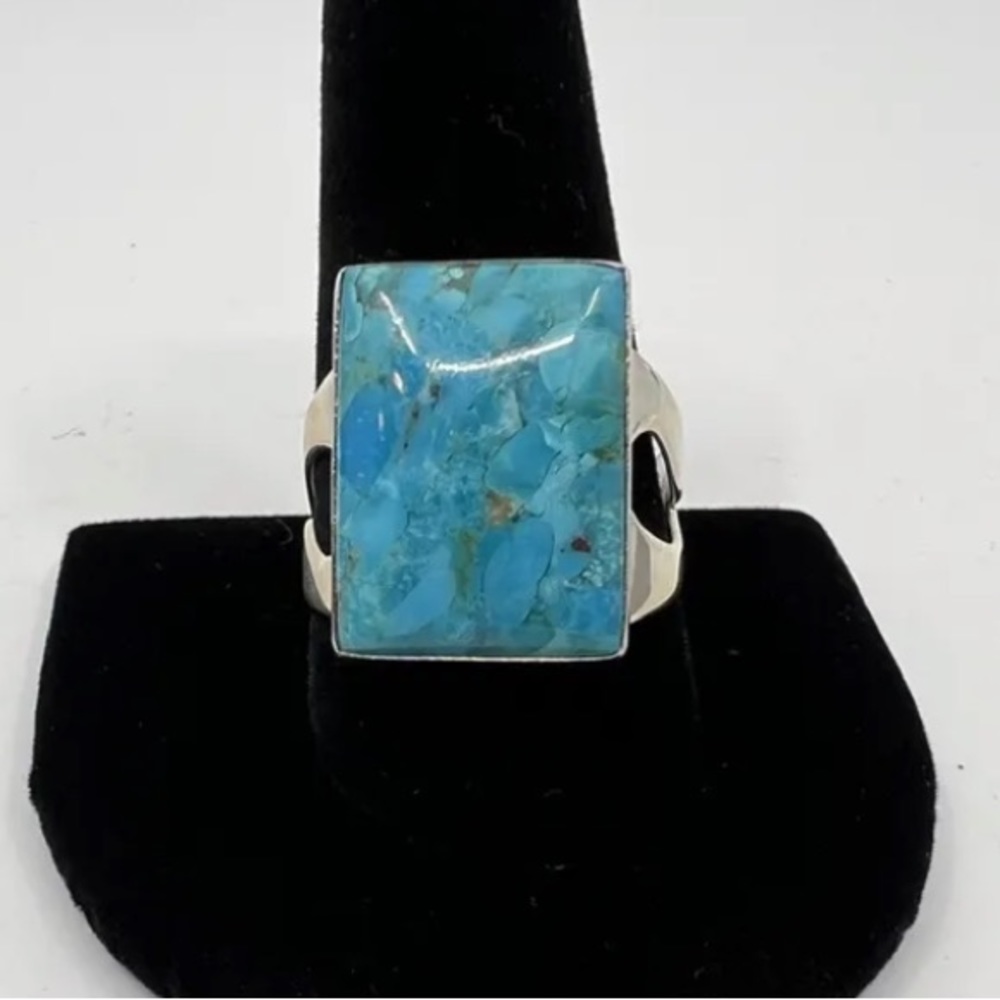 JAY KING DTR Sterling Silver Turquoise Cabochon Rectangular Ring Sz 11 NWT